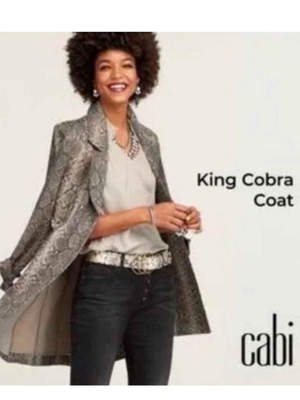 CAbi Style 4114 King Cobra Snakeskin Print Jacket Size M